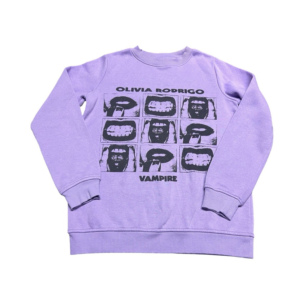 Olivia Rodrigo Vampire Purple Graphic Sweatshirt XS Guts Tour Music Merch